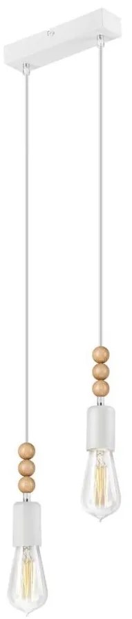 Lampadario a cavo SIMON 2xE27/60W/230V bianco/rovere