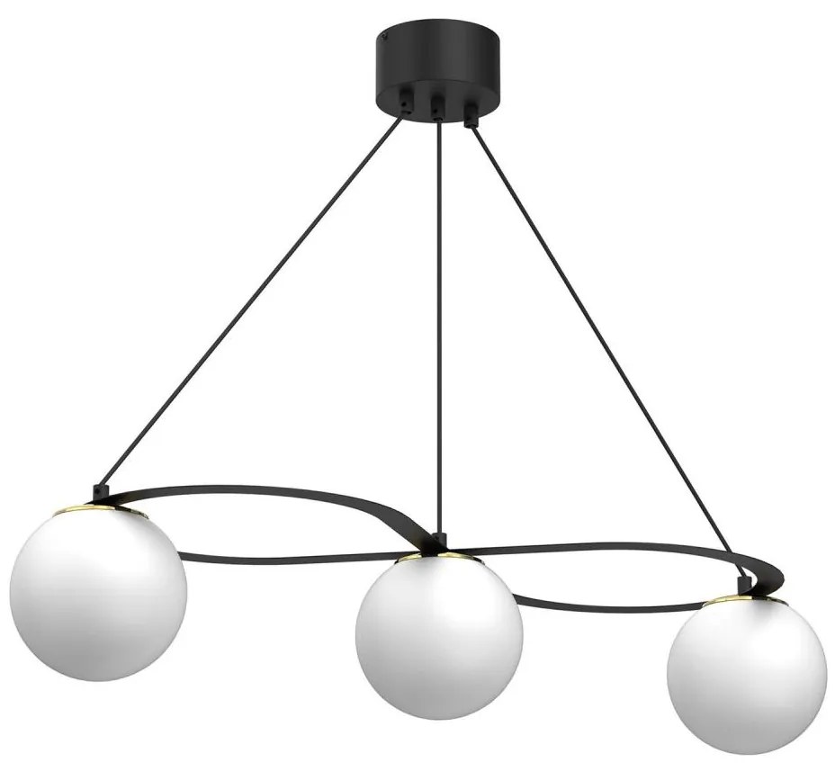 Lampadario a sospensione con filo BALLO 3xE27/15W/230V nero/bianco