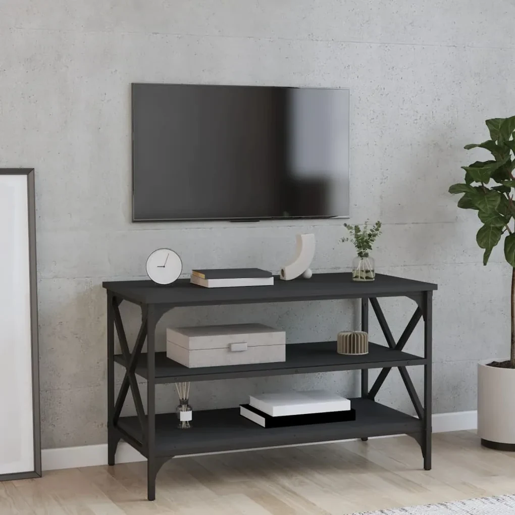 Mobile porta tv nero 80x40x50 cm in legno multistrato