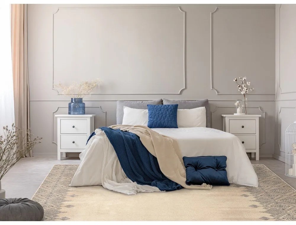 Tappeto in lana beige 133x180 cm Decori - Agnella