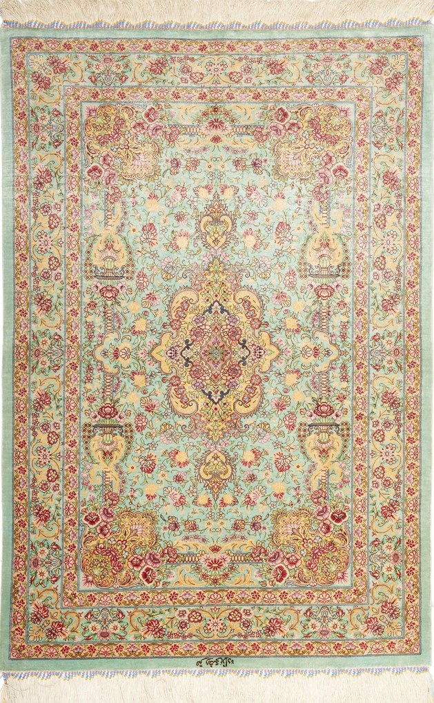 Ghom Tappeto persiano 120 x 80 Verde (Iran) Annodato A Mano