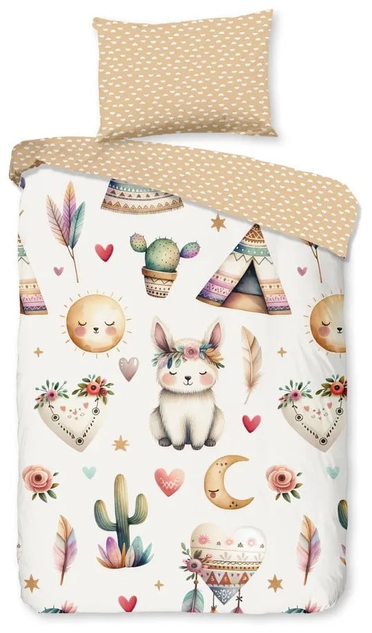 Set copripiumino e federa da bambini beige in cotone per culla 100x135 cm Luz – Good Morning