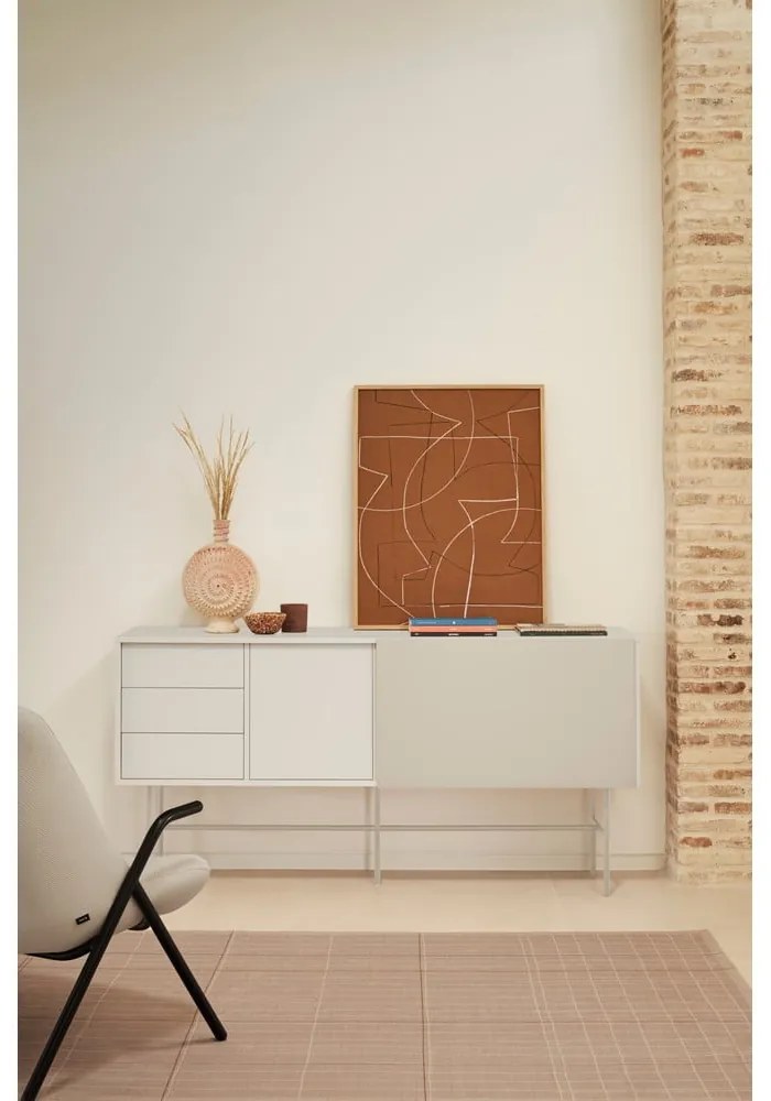Cassettiera beige/color crema con porte scorrevoli 180x91x45 cm Nube – Teulat