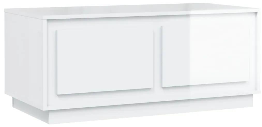 Tavolino da salotto bianco lucido 102x50x44cm legno multistrato