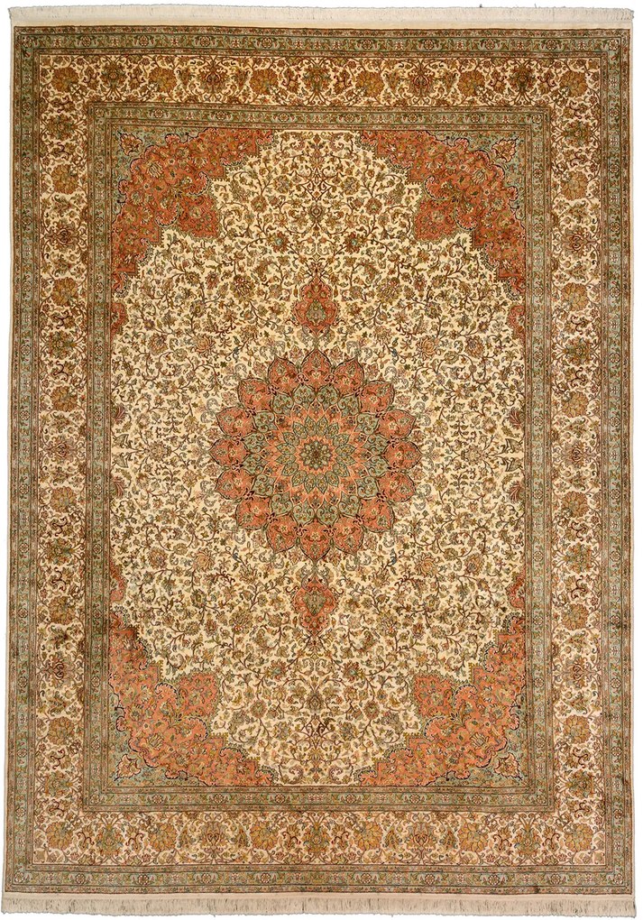 Cashmere Silk Tappeto orientale 250x330 Beige (Indian) Annodato A Mano