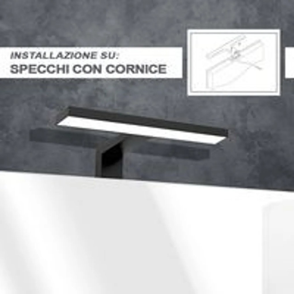 Lampada LED da specchio Nera 45W  IP44 - Doppia Installazione Colore Bianco Naturale 4.200K