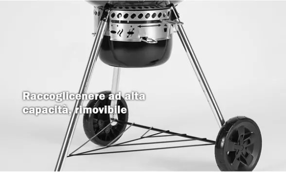 Master Touch E-5750 Weber Barbecue A Carbone 57 Cm Con Coperchio E Termometro Nero