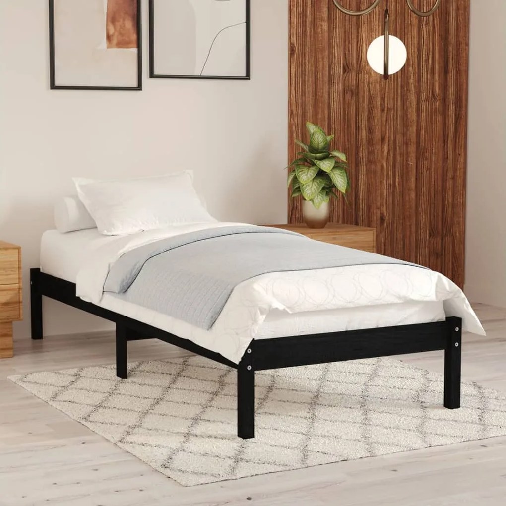 Giroletto İn Legno Massello Nero 75x190 Cm Small Single /