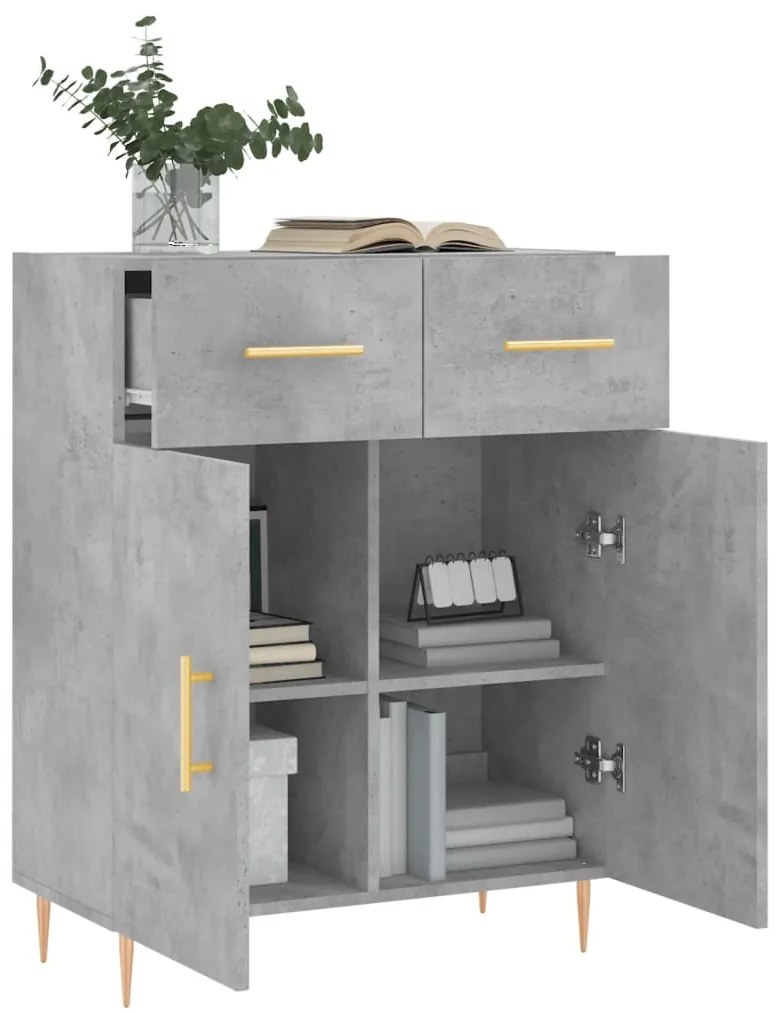 Credenza grigio cemento 69,5x34x90 cm in legno multistrato