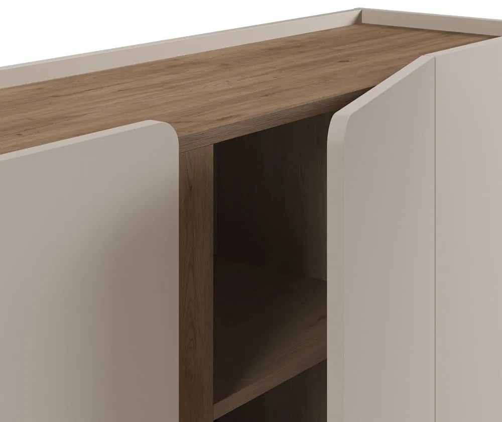 Cassettiera effetto rovere in colore crema-naturale 180x82x40 cm Lucile - Marckeric