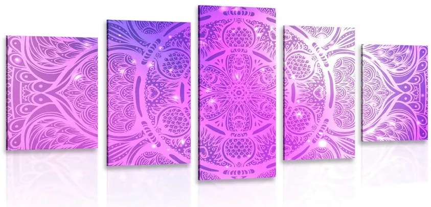 Quadri 5 pezzi – Mandala indiana con sfondo galattico