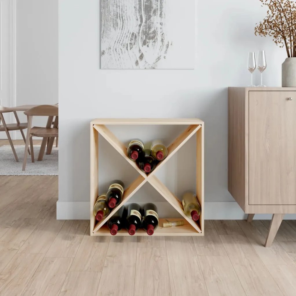 Portabottiglie 62x25x62 cm in legno massello di pino