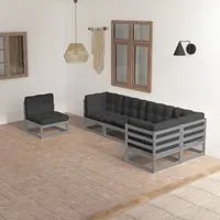 Set Divani da Giardino 6 pz con Cuscini Legno Massello Pino 3076636