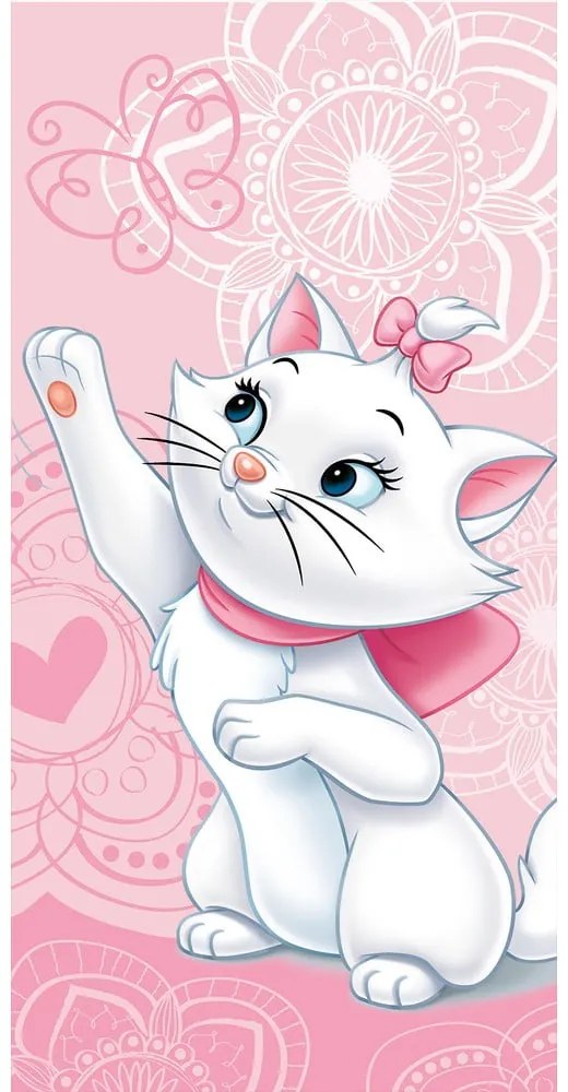 Asciugamano per bambini rosa in cotone 70x140 cm Marie Cat "Butterfly" – Jerry Fabrics