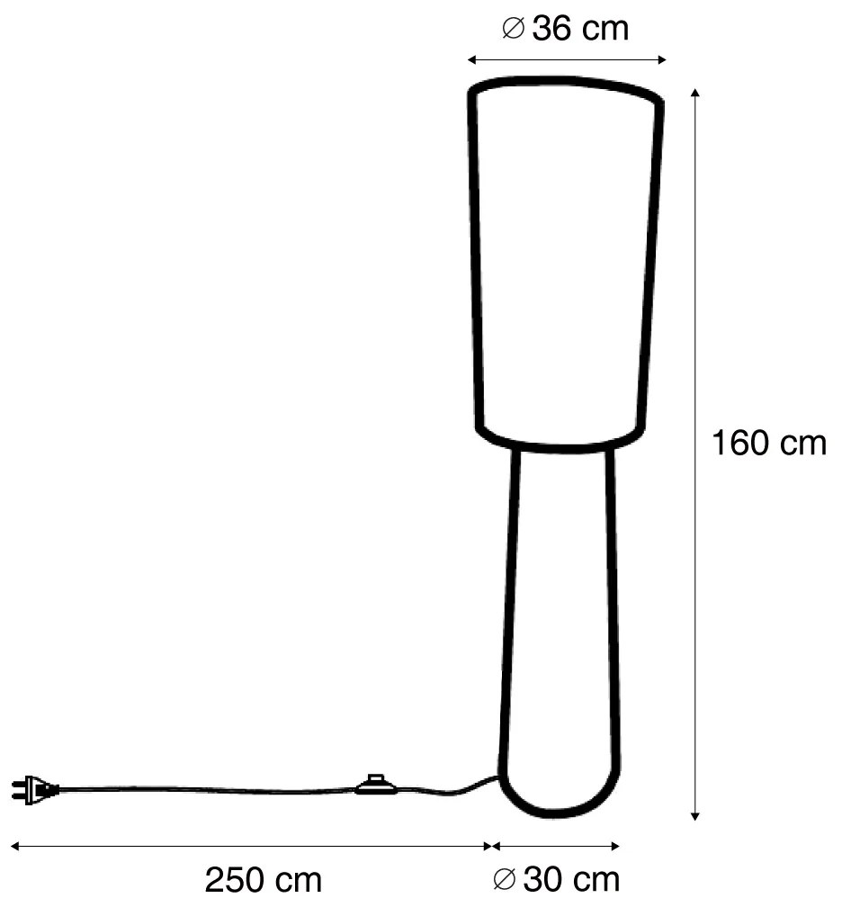 Lampada da terra Japandi marrone in tessuto teddy a 2 luci - Trombet