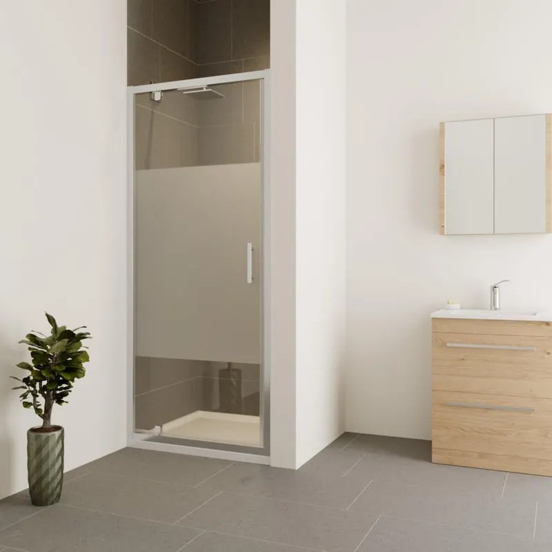 Porta doccia saloon L 85-90 cm x H 190 cm per nicchia in vetro trasparente SP. 6 mm, profilo lucido cromo, serie Verve