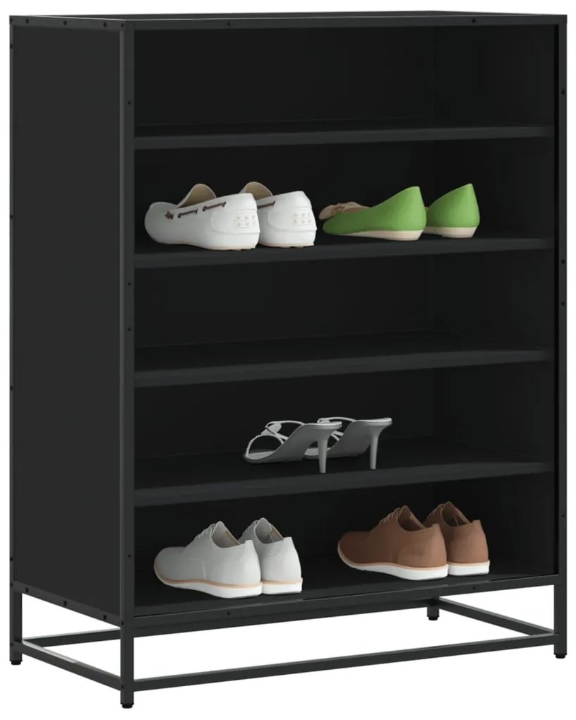 Scarpiera Nera 75x38x97,5 Cm İn Truciolato E Metallo /