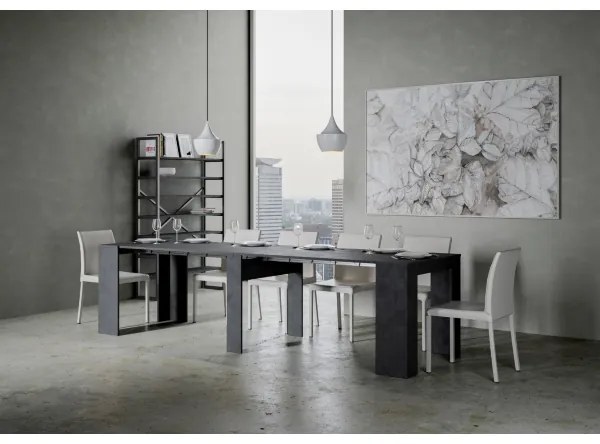 Tavolo Consolle Allungabile VENUS allungabile fino a 296 cm Antracite allunghe interne