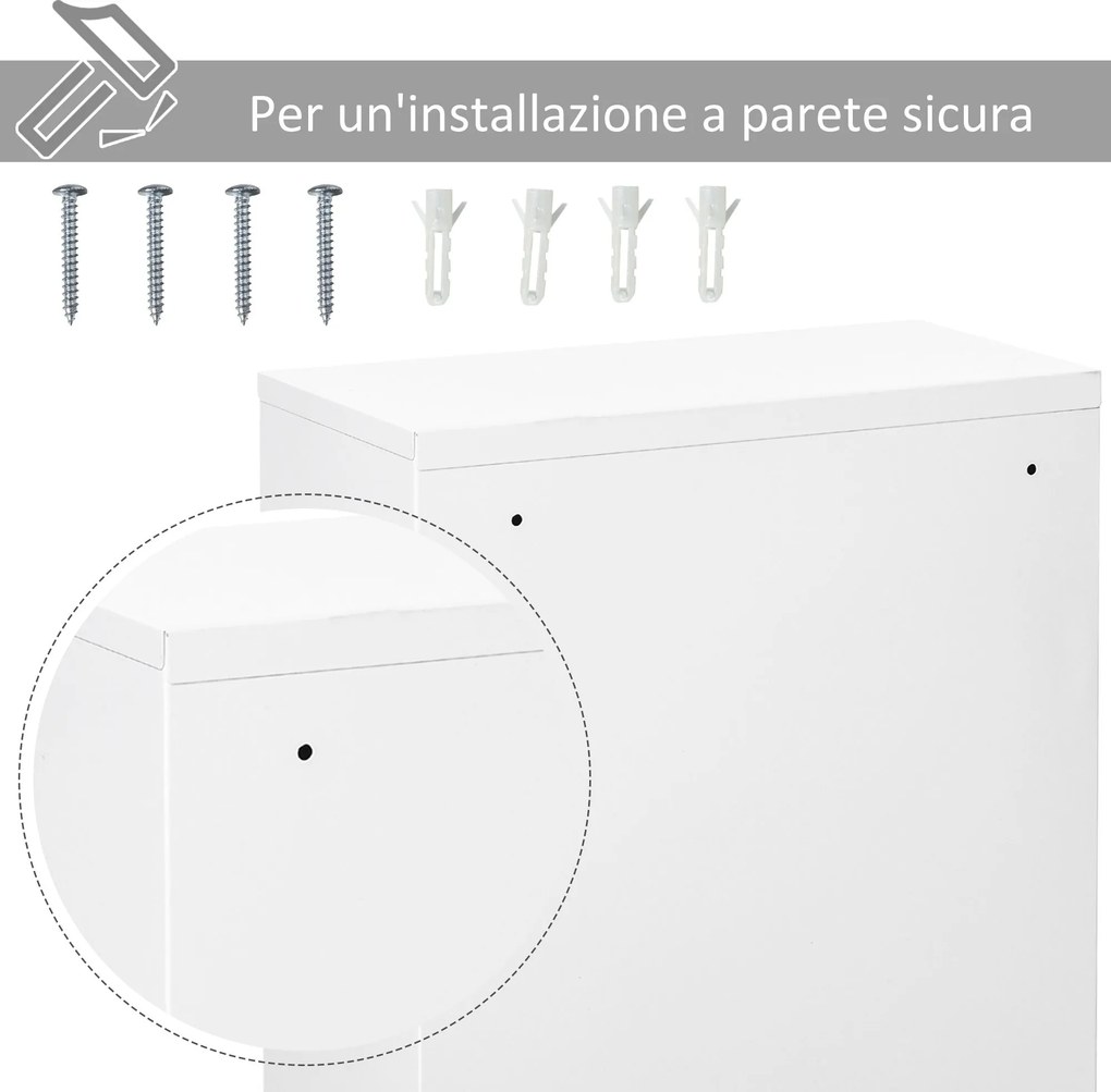 Armadietto Medicinali da Parete 40x18x60 cm 2 Chiavi in Acciaio Bianco...