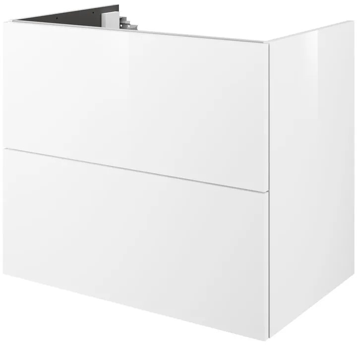 Mobile da bagno sospeso sotto lavabo L 75 x H 64 x P 48 cm bianco laccato lucido, 2 cassetti SENSEA Neo
