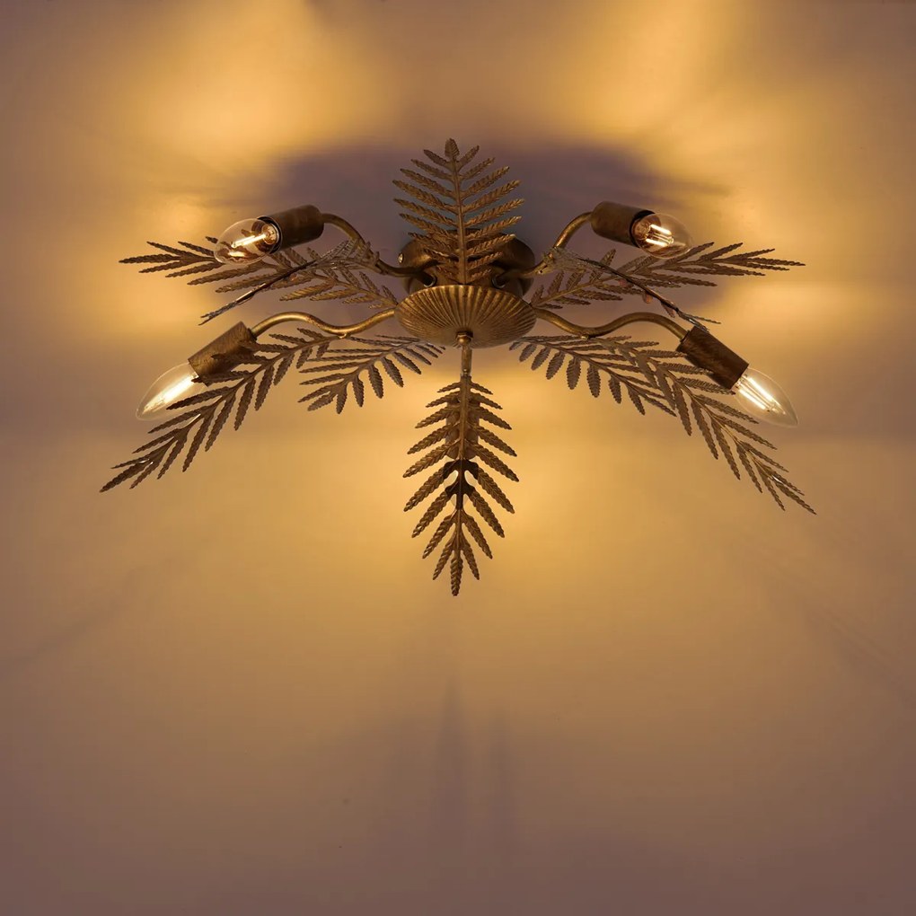 Plafoniera vintage oro 70 cm 5 luci - Botanica