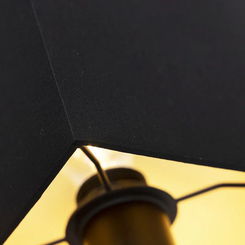 Applique moderna nera con USB e paralume nero quadrato - Zeno