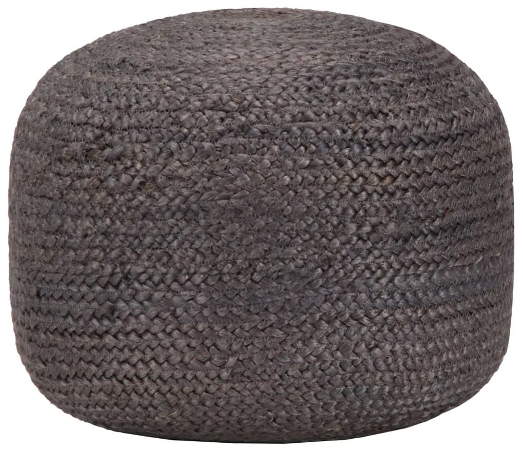 Pouf Lavorato A Mano Grigio Scuro 45x30 Cm İn Juta /