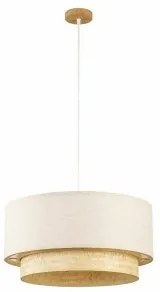 Lampadario DKD Home Decor Poliestere Bianco Marrone Chiaro Bambù 50 W (50 x 50 x 25 cm)