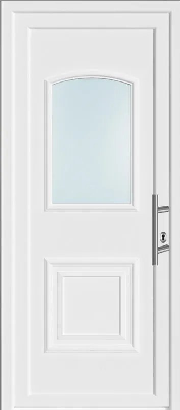 Portoncino d'ingresso 30005 con vetro L 80 x H 210 cm in PVC bianco, apertura spingere a sinistra