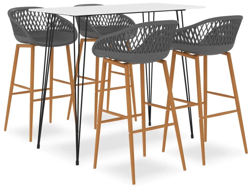 Set Da Bar 5 Pz Bianco E Grigio /