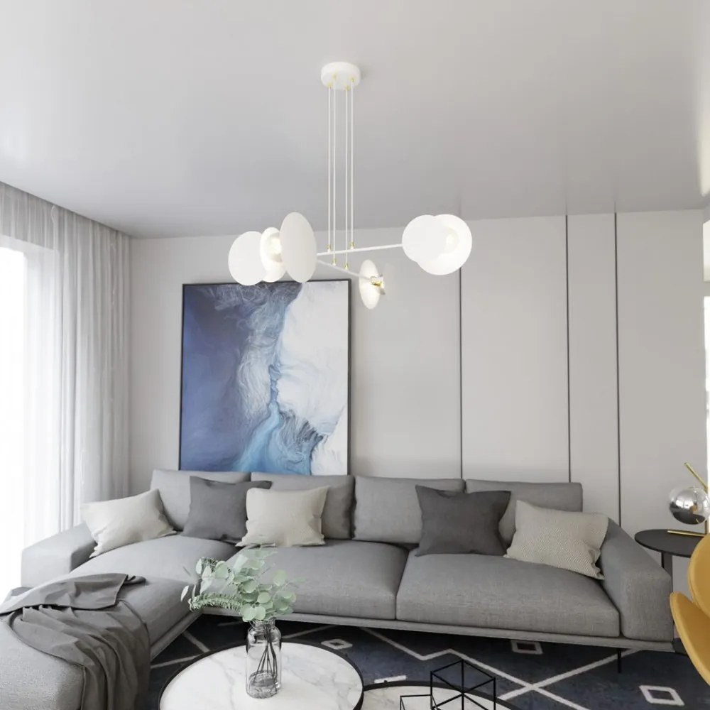 Lampadario a Sospensione in Acciaio IDEA 4 Nero/Bianco 4xE27 Colore del corpo Bianco