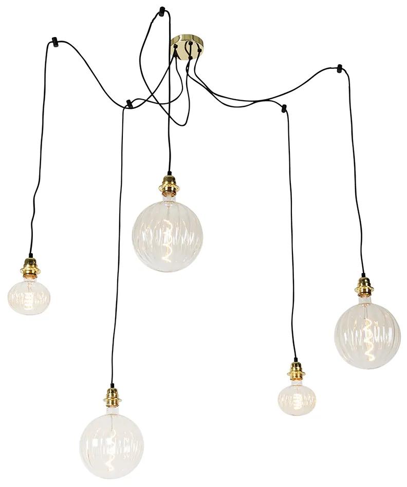 Lampada a sospensione oro a 5 luci con LED ambra dimmerabile - Cava Luxe