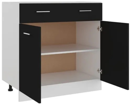 Armadio con Cassetto Nero 80x46x81,5 cm in Truciolato