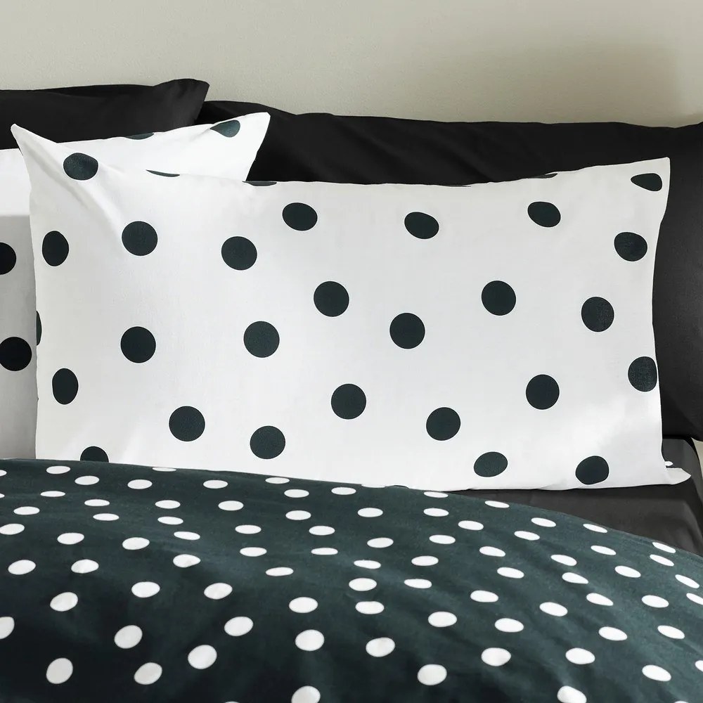 Set copripiumino e federa bianco e nero per letto singolo 135x200 cm Polka Dot – Catherine Lansfield