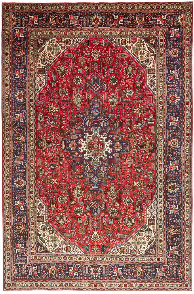 Tabriz Tappeto 210 x 300 Rosso (Iran) Annodato A Mano
