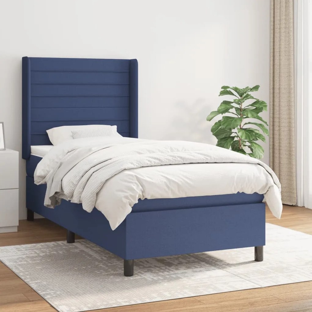 Giroletto A Molle Con Materasso Blu 100x200 Cm İn Tessuto /