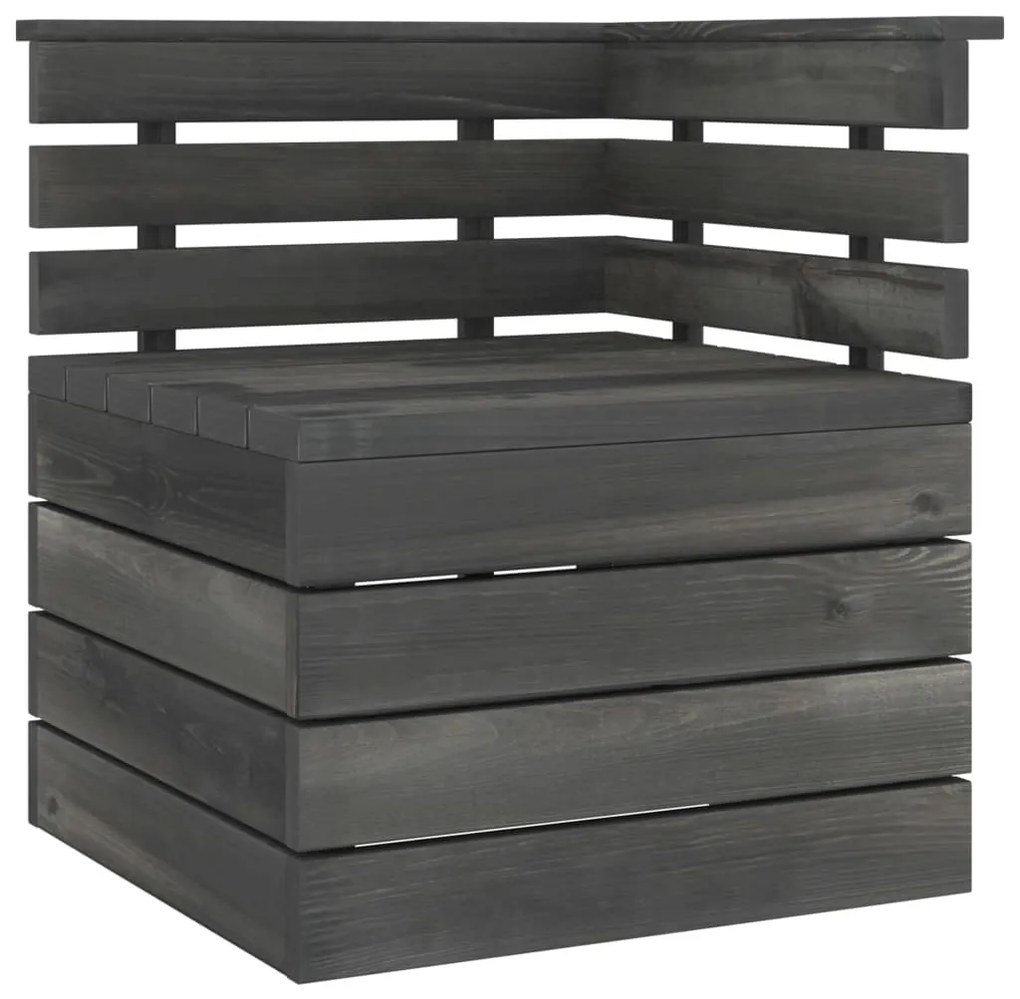 Set divani da giardino su pallet 3 pz legno pino grigio scuro