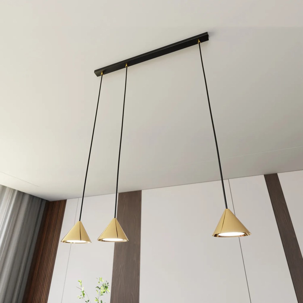 Sospensione Minimal Skadi 3 Luci In Acciaio Oro
