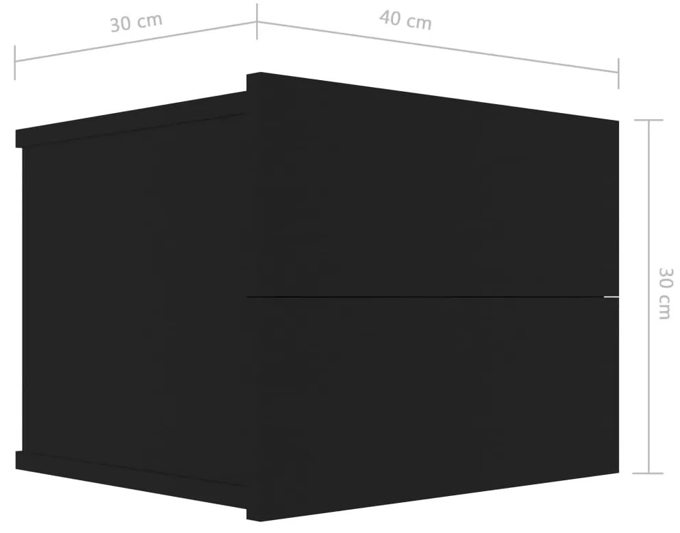 Comodini 2 pz Neri 40x30x30 cm in Legno Multistrato