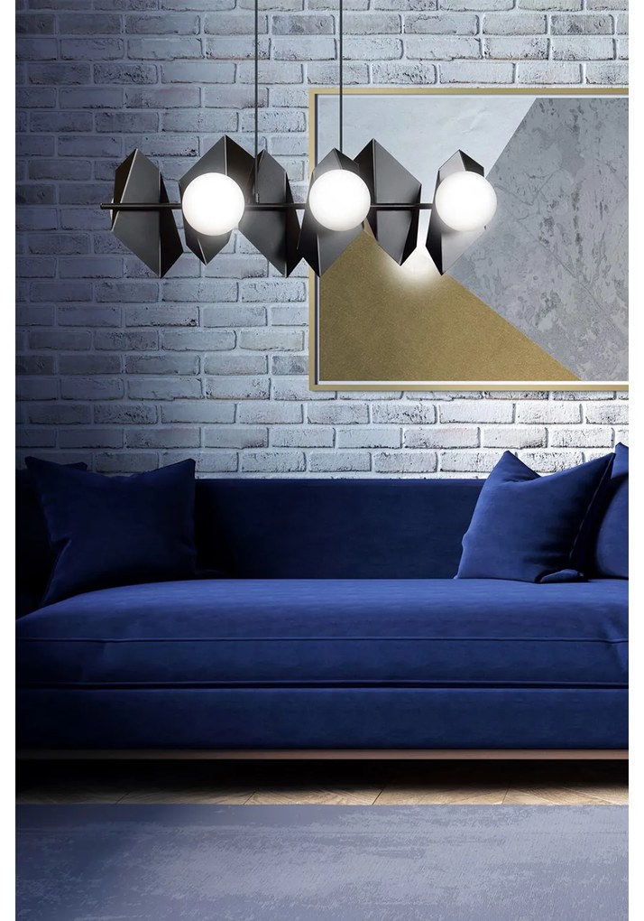Lampadario Minimal Parvati Acciaio Nero 6 Luci E14 Ip20