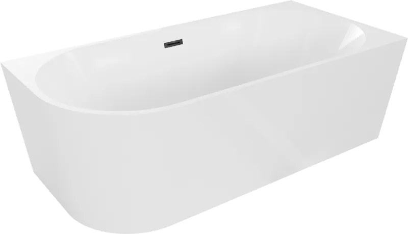 Mexen Mia vasca da bagno freestanding angolare destra 160 x 75 cm, bianca, troppo pieno nero - 52691607500P-70