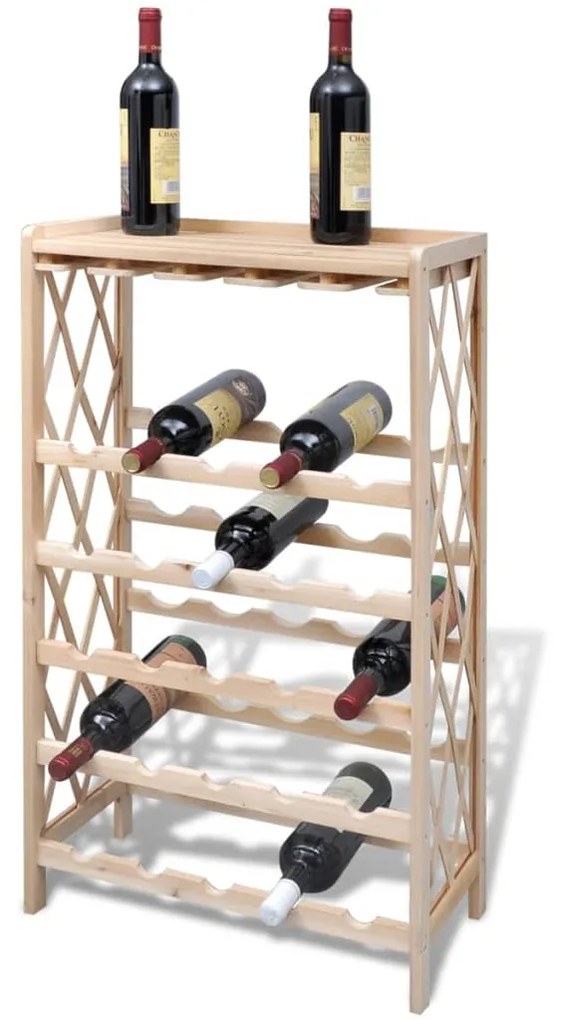 Bottigliera per 25 bottiglie di vino in legno massello di abete
