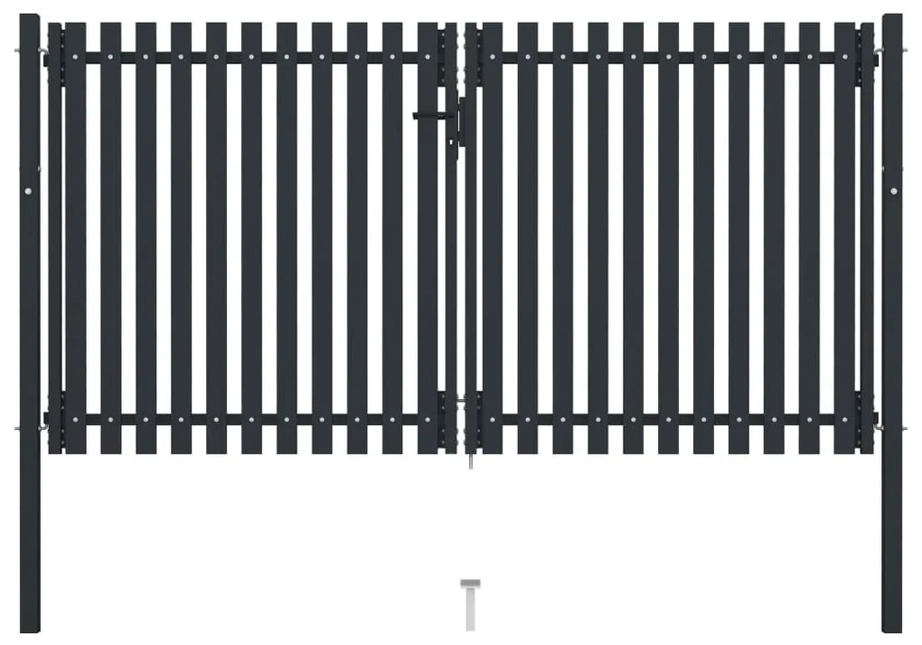 Cancello Per Recinzione Doppio İn Acciaio 306x200 Cm Antracite /