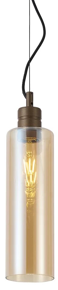 Lampada a sospensione Hotel Chic bronzo scuro con vetro ambrato - Stavelot