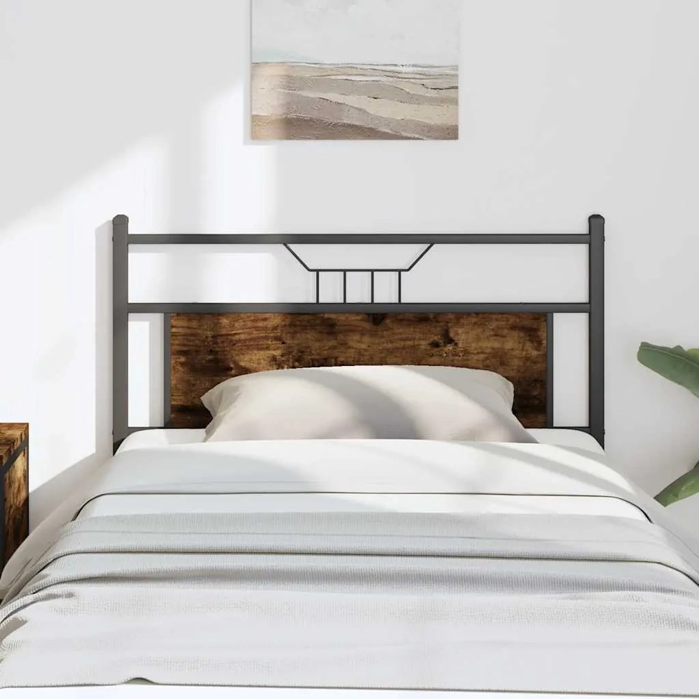 Testiera Rovere Fumo 100 Cm İn Legno Multistrato E Acciaio /