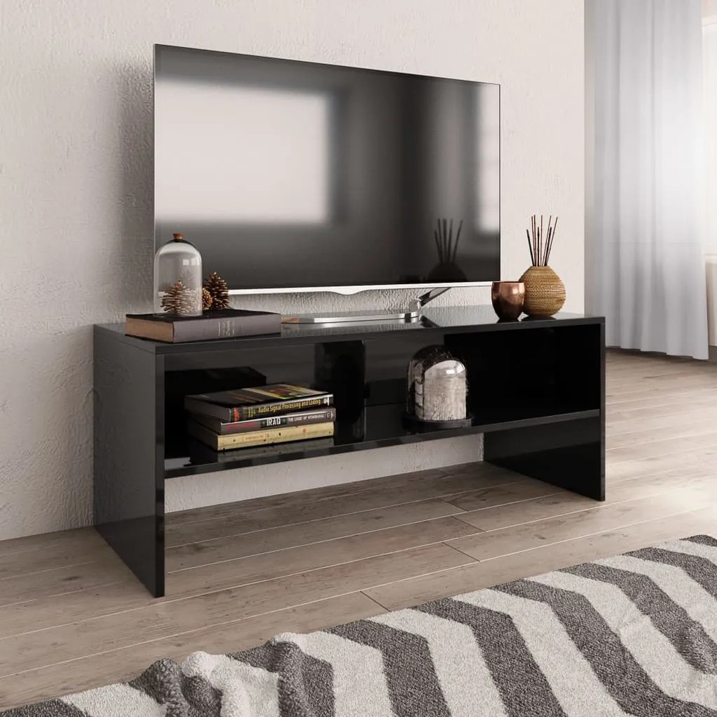 Mobile tv nero lucido 100x40x40 cm in truciolato