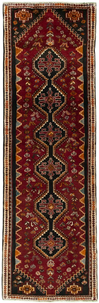 Shiraz Tappeto persiano 250 x 80 Rosso (Iran) Annodato A Mano
