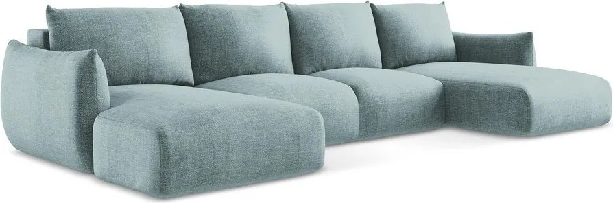 Divano angolare blu allungabile (a U) Leila – Makamii