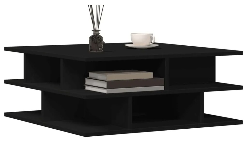 Tavolino da salotto nero 70x70x29 cm in legno multistrato