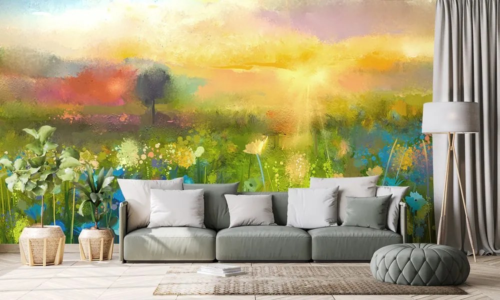 Carta da parati – Pittura ad olio di fiori di campo